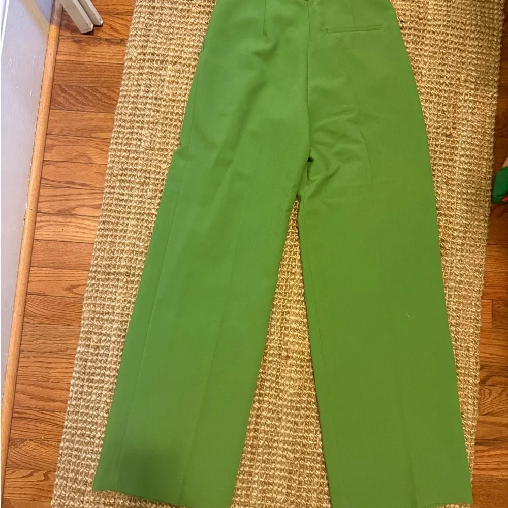 Zara Vibrant Green Wide-Leg Pants - Picture 3 of 5